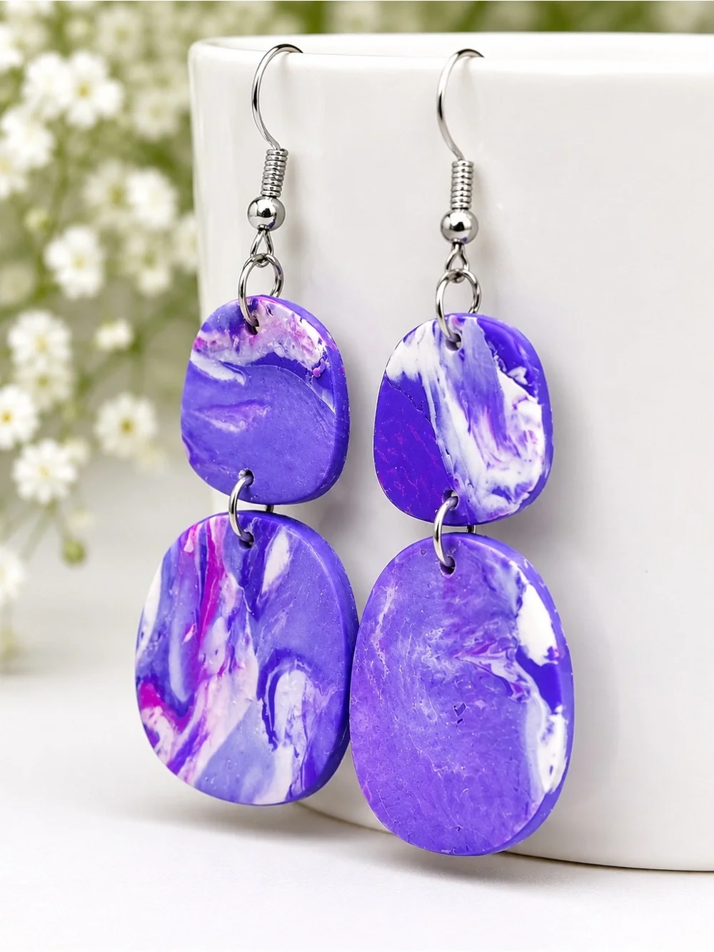 Handmade Polymer Clay Statement Earrings